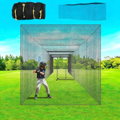 Red portátil for bateo de béisbol, Jaula de Lanzamiento, Totalmente Cerrada, Profesional, Resistente, for práctica de bateo de béisbol y sóftbol, ​​con Puerta (sin Marco)(10x10x69ft)