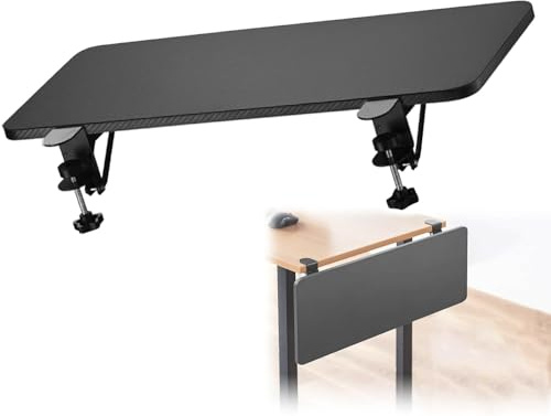 Ergonomiskt tangentbordsbricka, justerbar skrivbordsförlängning för mus och tangentbord – 90° vikbara kläm-på tangentbordsplattformar, storlekar: 55 x 25, 65 x 25, 75 x 25 cm