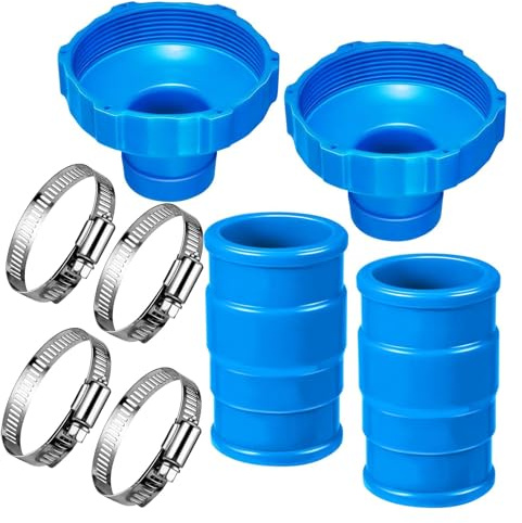 Rebellious Adaptador de manguera para piscina, conector de repuesto, a prueba de fugas, con abrazaderas de acero inoxidable, accesorio de natación, adaptador de manguera pesada