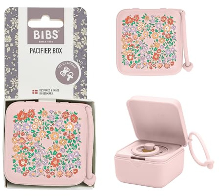 Caja con correa para chupete BIBS Liberty. Broche para chupete y caja esterilizadora. Material de calidad alimentaria libre de BPA 100% - Blossom