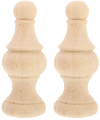 PRETYZOOM 2pcs Unfinished Wood Finials Roman-Inspired Design Solid Wood Spherical Bed Post Flagpole Topper Sturdy Versatile Decorative Use for Hotels Villas