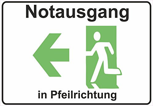 Schild Hinweisschild Hinweis Notausgang in Pfeilrichtung Links Ausgang Not SOS