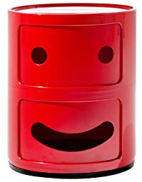 Kartell Componibili Container lächelnd, Kunststoff, Rot, 32 x 32 x 40 cm