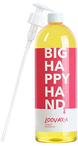 Loovara Massageöl Liebes-Öl XXL 1000 ml - BIG HAPPY HAND - Vegan – Für Vorspiel und Partnermassage