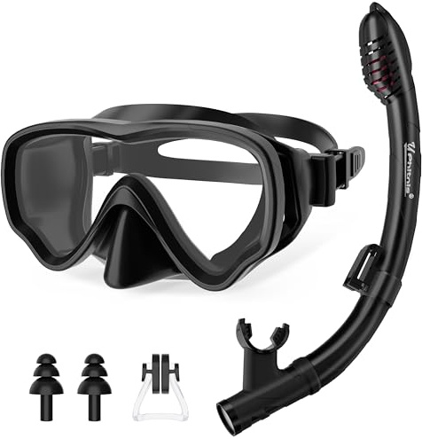 UPhitnis Schnorchelset Kinder, Taucherbrille mit Schnorchel für 4 –14 Jahre | Anti-Leck & Anti-Fog Taucherbrille, Tauchmaske mit trockenem Schnorchel set für Jungen Mädchen zum Schwimmen & Schnorcheln