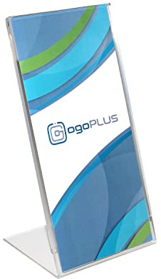 ogoPLUS 10 Stück L-Ständer Din Lang Hochformat / Acryl Tischaufsteller, Flyer Ständer, Menükartenhalter, Infoschild, Werbeträger, Acrylglas Preisschild, Aufsteller Werbung