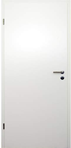 HORI Zimmertür Komplettset mit Zarge und Türdrücker I Innentür weiß lackiert I Höhe 198,5 cm - 610 mm - DIN Links - Wandstärke: 80 mm (78-97 mm) mm