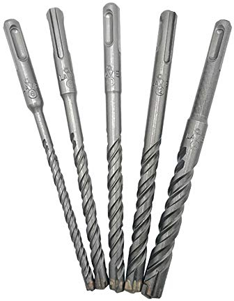 SDS PLUS - Punta per trapano Per cemento armato e Muratura Set di 5 punte per trapano SDS-Plus da 6 mm, 8 mm, 10 mm, 12 mm, 14 mm