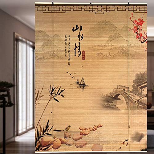 Lqdp Rollo Rollos Bambus-Rollos im Japanischen Stil, Teehaus im Wohnzimmer, Rollhaus mit Beschlägen, Breite 60cm/80cm/100cm/120cm (Color : WxH, Size : 100×180cm/39.4×70.9in)