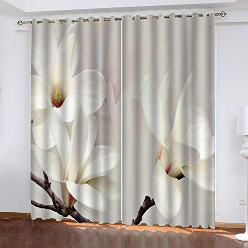 RXWZRL Tenda Oscurante Finestra Termica Isolante con Occhielli per Soggiorno Tende Oscuranti Bambini Camera da Letto per Interni Finestre 140X160cm 3D Moda Fiori Bianchi Motivo 2 Pannelli