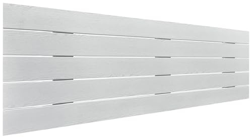 DHOME Sänggavel i Återvunnet MDF-Trä Horisontell Pallstil Pallbädd Inkluderar Beslag (145x46 Palet 5, Vit Trä)
