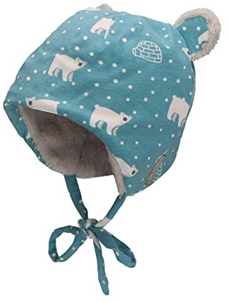 Sterntaler Baby Jungen Eisbär Mütze - Kappe Kinder aus Jersey mit Bindeband - Himmelblau, 39