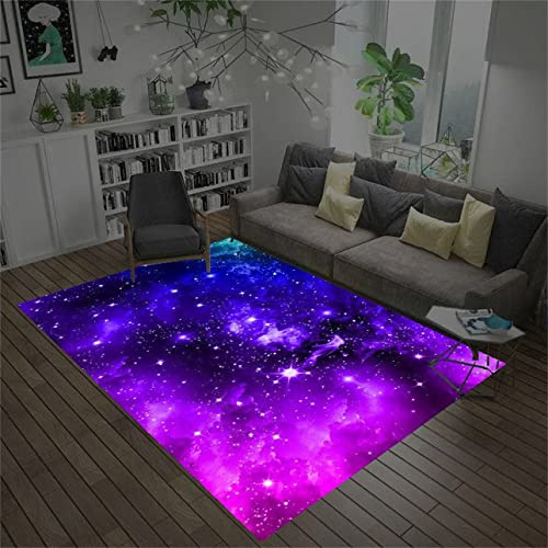 Star Galaxy Teppich, Wohnzimmerteppich Universum Planet Blau Lila Kinderteppich Junge Mädchen Raumdekoration Fußabtreter Badezimmermatte Flur Teppich Spielplatzteppich (Violett,80 x 160 cm)