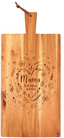 Tabla de cortar de madera con mango para mamá, tabla de desayuno con corazón de flores, regalo para mamá para el día de la madre, regalo de cumpleaños para mujeres, tabla de aperitivos, tabla de
