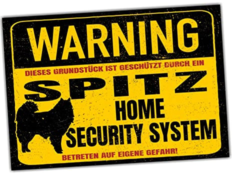 Schild Spitz Spitze Warning Security System Türschild Hundeschild Warnschild Hund Achtung