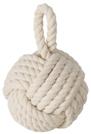 Seaside No.64 - maritimer Türstopper Knoten - elegantes Dekoobjekt aus Jute - stilvoller Seemannknoten für alle Räume, Türen und Fenster - in 4 Farben (Creme-Weiß)