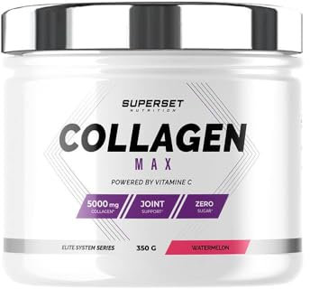 Superset Nutrition - Collagen Max (350g) - 71% Collagène hydrolysé type I Peptan® - Enrichi en vitamines C, B3 et B8 - Soutien articulaire et beauté de la peau - Pastèque