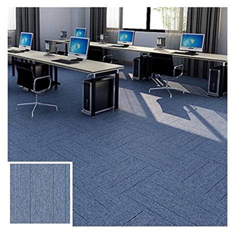 XLIHAWY Teppichboden- Teppichboden-Fliesen, 20 x 20 DIY Bodenbelag Matte Mit Anti-Rutsch-PVC-Rückseite, rutschfest Und Waschbar Quadratische Teppichfliesen Rutschfester Fußpolster (Farbe : Blau, G