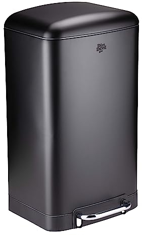 Dirt Devil Mulleimer 30L - Tretmülleimer Soft Close Deckel - Abfalleimer 34,5 x 32,5 x 61,5 cm - Mülltrennsystem aus Edelstahl - Küchenmulleimer mit Herausnehmbarer Inneneimer - Kunststoff - Schwarz