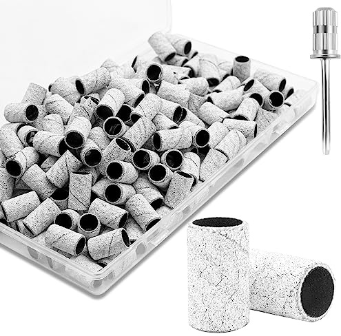 180 Körnung Schleifhülsen Nagelfräser, 100 Stück Schleifkappen Nagelfräser Weiß Professionelle Schleifkappen mit 2.35 MM Nagelschleifbit, Schleifhülsen Set für Maniküre & Pediküre