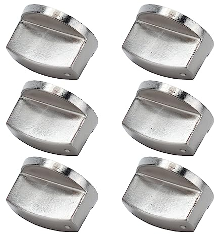 Wifehelper 6-teiliger Bedienknopf, 8 Mm Drehknopf, Zinklegierung, Bedienknopf, Schalterknopf, Ersatz für Küchenherd, Gasherd, Mikrowelle (0°-Schalter)