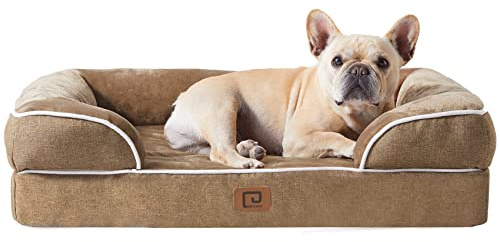 EHEYCIGA Panier Petit Chien Orthopedique, Memoire de Forme Lit pour Chien Dehoussable Lavable, Canapé Chiens Dehoussable Imperméable, Camel
