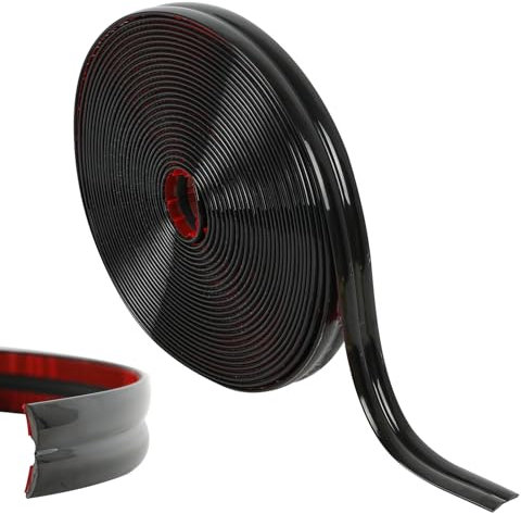 Moulures décoratives autocollantes - 10 m - Flexible en PVC - Bandes de finition autocollantes - Pour plafond en stuc - Bord de carrelage et décoration de coin - Peler et coller (noir)