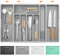 KreuRaxy Besteckkasten Schubladen Besteckeinsatz Besteckschublade Cutlery Organizer Verstellbar Aufbewahrung, Anpassbare Größe von 33-58 cm, Langlebig und Stabil, Ideal für Familienküchen, Grau