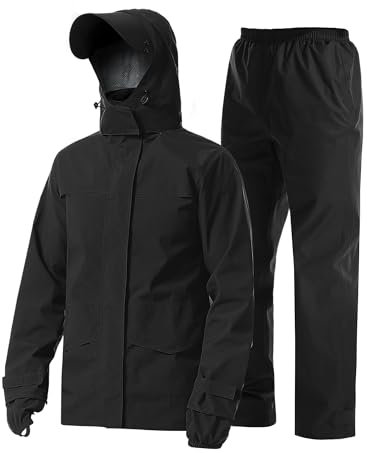 Coutyuyi Herren Regenanzug Wasserdichte Regenjacke Atmungsaktiver Leichter Regenmantel mit Kapuze Geeignete Regenkleidung für Freizeit, Outdoor-Sport, Golf, Wandern（L，Nachthimmel Schwarz）