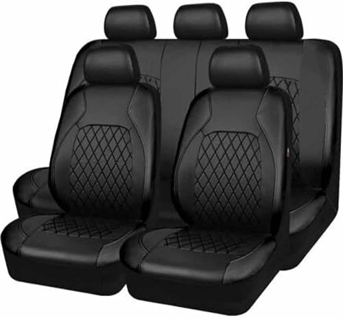 TISTIK Ensemble Complet Housses de Siege Voiture pour M-azda 2 Mazda2 Type DE/DJ / XP21 / DY 2017-2023, Confortables Couvre-Siège en Cuir PU Imperméable Interieur Accessoires,B/9pcs Set Black