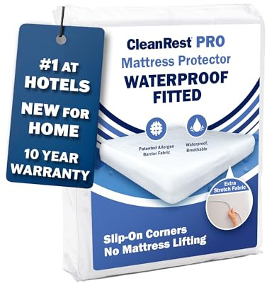 CleanRest Waterproof Mattress Fitted Sheet Protector, Ultimate Defense Against Spills and Wear, MicronOne Allergen Barrier, Breathable, Chemical-Free, Fits Mattress Depths 12 to 21 (Full)