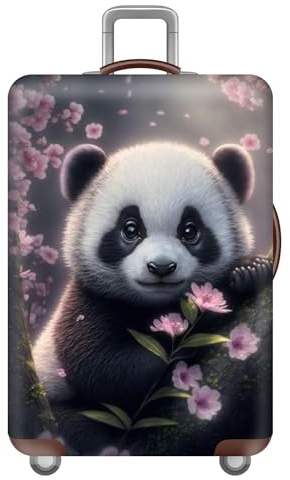 kofferschutzhülle Gepäckabdeckung Elastisch Waschbar Stretch Kofferschutz Tier Druck Kinder Erwachsene Anti-Kratzer Reise Kofferabdeckung für 18-32-Zoll Koffer (Panda,S (18-21 Zoll))