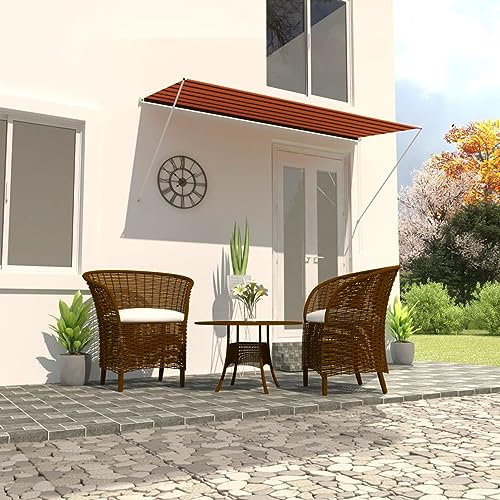 Iiaky Toldo retráctil Naranja y marrón 300x150 cm Toldo Corredero Toldo Lateral RetráCtil De JardíN