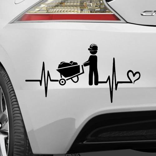 Rakelfix BAU Beton Schubkarre Maurer Handwerker Herzschlag Hobby Aufkleber Sticker Größe&Farbe wählbar Autoaufkleber