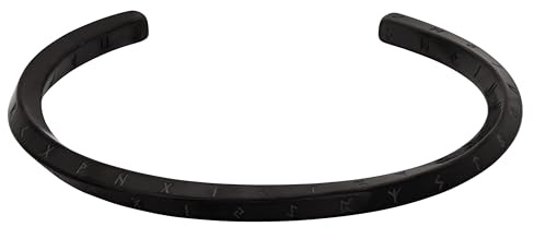 HAQUIL Black Plated Stainless Steel Viking Rune Twisted Cuff Bracelet, Viking Jewelry Gift for Men and Women