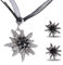 FloralGrace 3 Stück Trachtenschmuck Damen Set Bayerisch Dirndlschmuck Trachtenkette Edelweiß Anhänger Ohrstecker Halskette&Ohrstecker Bierfest Trachten (schwarz)