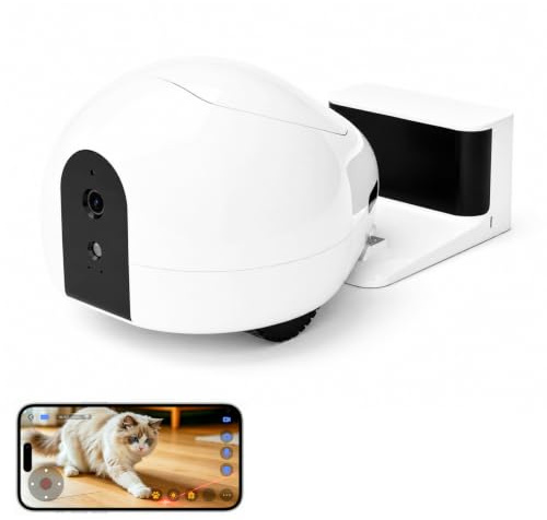 Cat Camera,Moving Pet Camera Robot with Phone App,Pet Camera Treat Dispenser,Pet Camera Indoor,Dog Camera with Night Vision, Two-Way Audio and video ,Self-Charging Version(Support 2.4GHz Wi-Fi only)