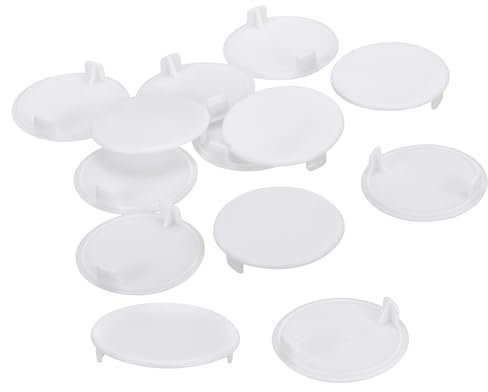 sourcing map 50Pcs Hinge Hole Covers, 40mm(1 9/16) Dia Plastic Concealed Hole Cover Round Flush Type Caps for Furniture Cabinet Cupboard, White