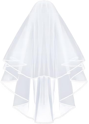 WeddHuis 1 PCS Hochzeit Brautschleier Kurz Elegent Braut Bridal Tüll mit Kamm Hochzeitsschleier (60–80 cm)