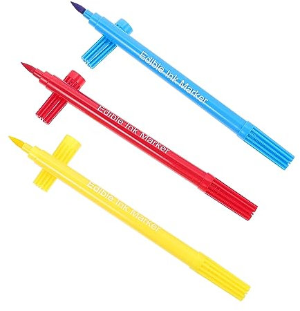Ciieeo Edible Pen Dual Tip Baking Coloring Tool 3pcs Set Red Yellow Blue Food Safe Markers for Cake Cookie Decoration