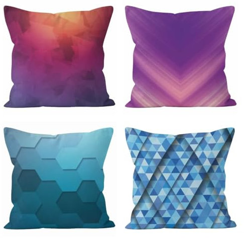 CEVAN Linen Kissenbezüge Für Loungemöbel Kissenbezug XL Geometrische Kunst Kissenbezüge XXL Kissenhülle Blau Kissenbezüge Sofa Dekor 40x40cm,4Pcs