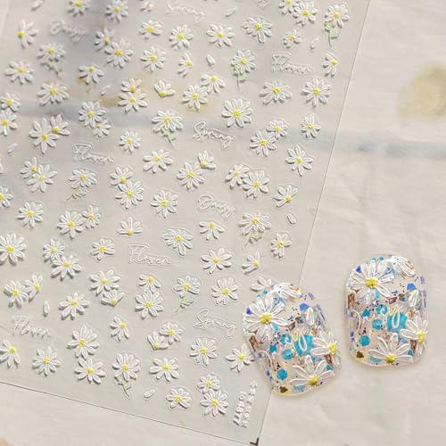 JMEOWIO 3D Nagelsticker Blumen Nail Art Sticker Selbstklebend Nagelaufkleber 5D Stereoskopisch Frühling Sommer Blumen Dekoration Nageldesign Zubehör 1 Blatt