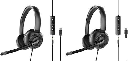 Speedlink METIS USB Stereo-Headset – leichtes Headset kabelgebunden mit Mikrofon und Kabelfernbedienung, USB-A- und 3,5 mm-Klinkenanschluss, Büro und Home-Office, Aufbewahrungstasche, schwarz