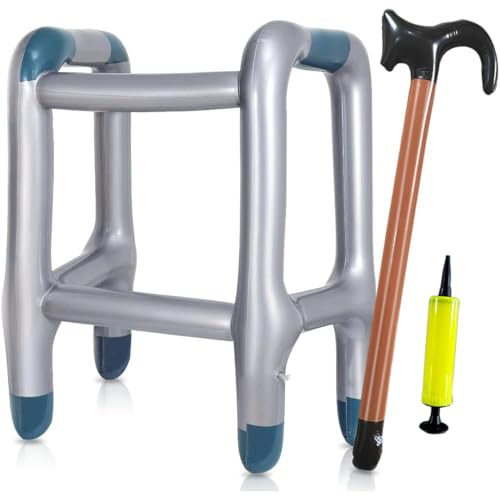 Lepidi 2 Stück Aufblasbare Gehhilfe und Aufblasbare Spazierstock, Aufblasbarer Spazierstock, Aufblasbare Gehhilfe, Aufblasbarer Rollator, für Karneval Fasching Geburtstag Cosplay, mit Pumpe