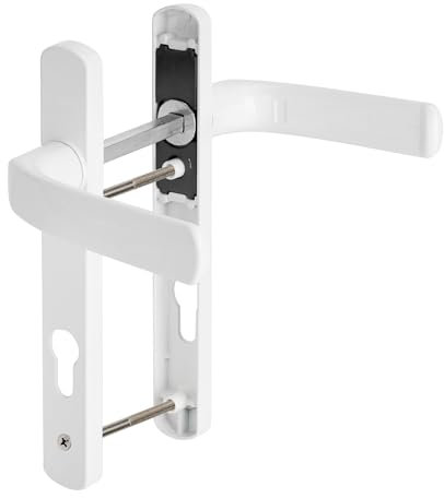 Aramanara UPVC Door Handles Set, Lever 85 mm PZ (Centres), 115 mm Screw to Screw, Backplate 210 mm x 30 mm Aluminium Front Doors Handle, Replacement Door Handles(White)