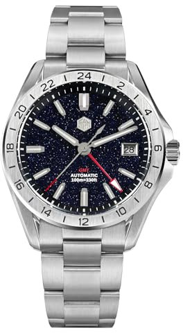 TACTICAL FROG San Martin NH34 GMT SN0129-G-B GMT 100 m wasserdichte Taucheruhr Mit Saphirglas, Blau