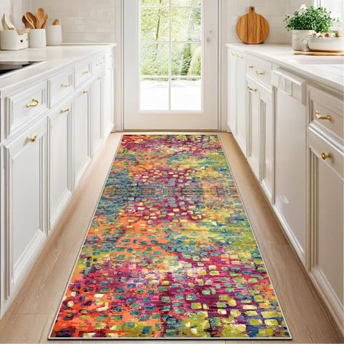 CLOYAO Tapis de Cuisine Long Tapis de Passage Lavable en Machine Antidérapant 40 x 100 cm Tapis de Couloir Absorbant Tapis de Sol pour Couloir Cuisine Devant Evier Salle à Manger Buanderie Chambre