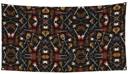 Cartel de fiesta con estampado de guitarras, decoración de Halloween y Navidad al aire libre, letrero colgante duradero para fiestas y reuniones