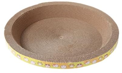 Kratzbrett Katzen, Runden Kratzpappe Kratzbrett für Katzen, Katzenkratzbrett Hochwertigem Karton, Widerstandsfähig Kratzmöbel, Schützt Ihre Möbel Kratzen & Ausruhen Holzfarbe (30cm)