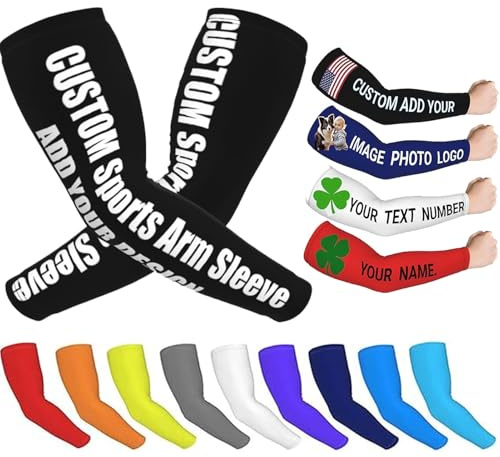 RoPox Personalisierte Ärmlinge Arm Sleeve - Atmungsaktive Sport-Armstulpen, Ärmlinge für Damen Herren Jugend, Unterarme Schutzpolsterung Outdoor-Sportzubehör